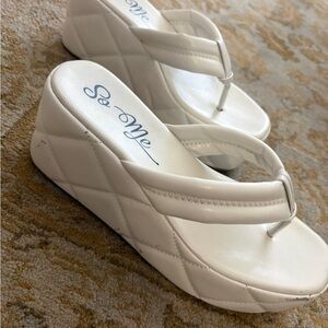 White Platform Wedge Sandals